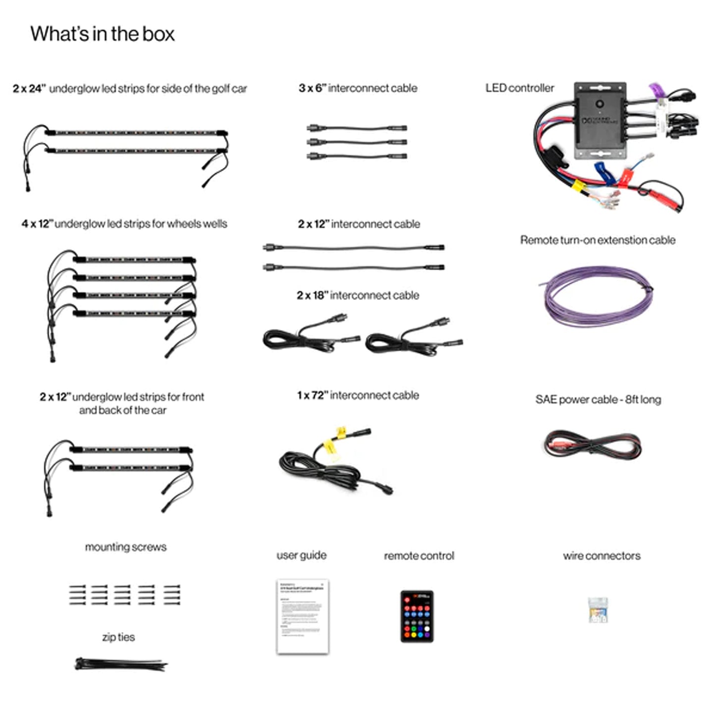 ExtremeStrip 2/4 Seat Golf Cart Underglows LED Light Strips  with 4-Zone LED Controller Included